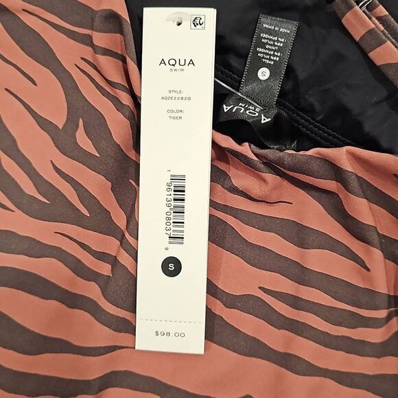 Aqua Square Neck Printed One Piece Swimsuit Sz Small - Picture 2 of 7